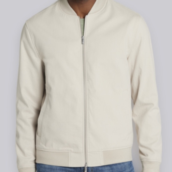 JOSEPH ABBOUND MODERN FIT HERRINGBONE SOFT BOMBER JACKET - L - Picture 1 of 5